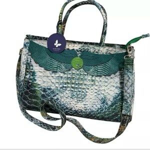 By The Moon by Salome Falcon Blue Green Top Handle Purse Crossbody Bag
